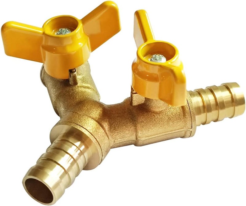 Uenede Brass 1/4 Inch 3-way Y-shaped Shut-off Ball Valve with 2-switch 1/4" Hose Barb Include 3 Stainless Steel Clamps Hose Pipe Barb Fitting for Water/Oil/Gas - Image 5